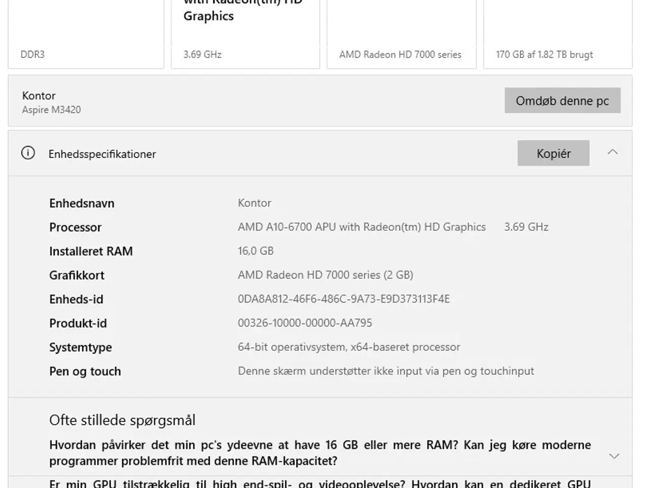 Billede 14 - Acer PC. Med CPU : AMD 3,69 Ghz. / Windows 10 Home