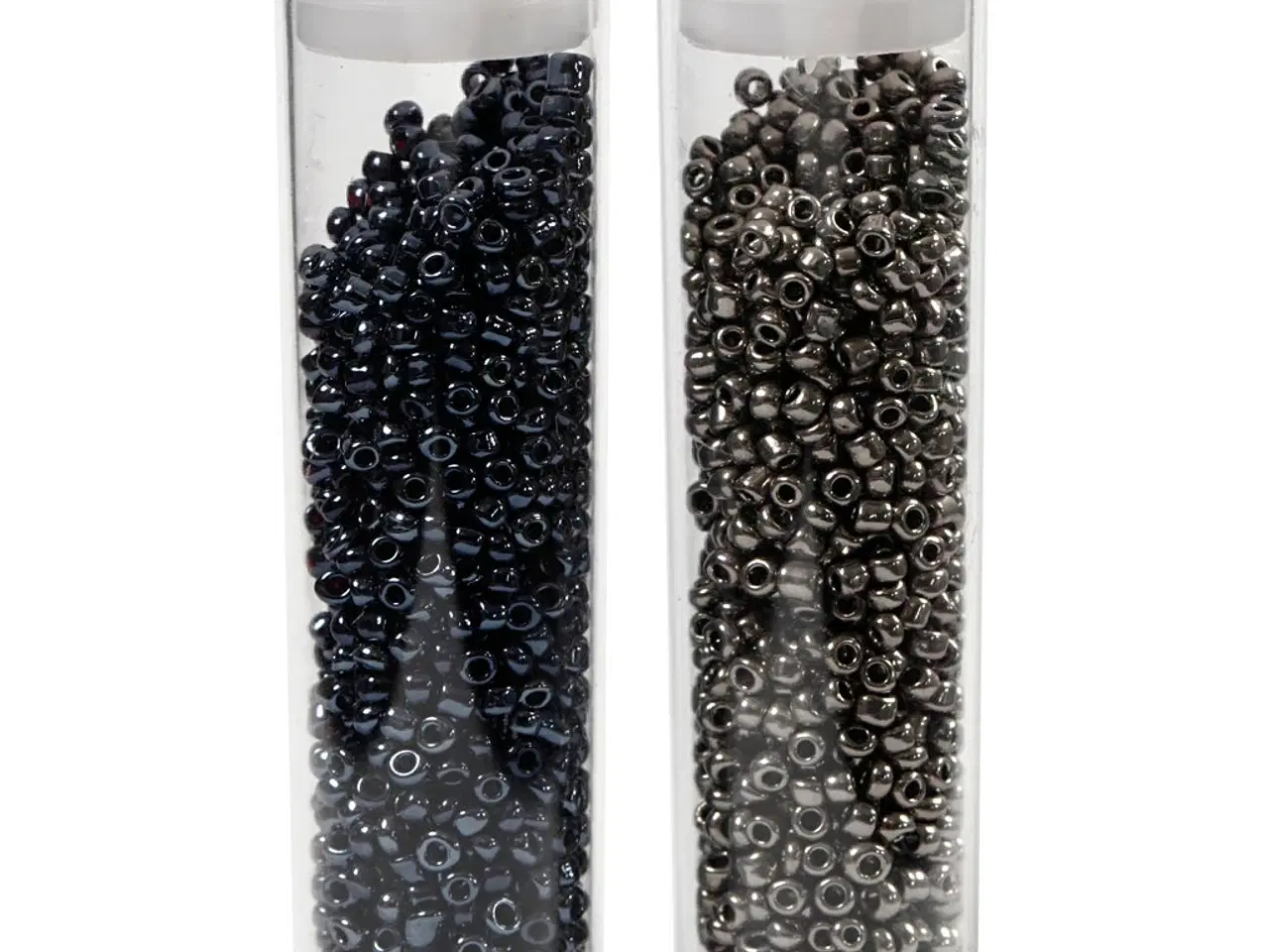 Billede 1 - Rocaiperler, diam. 1,7 mm, str. 15/0, hulstr. 0,5-0,8 mm, sort, mørk grå metallic, 2x7g/ 1 pk.
