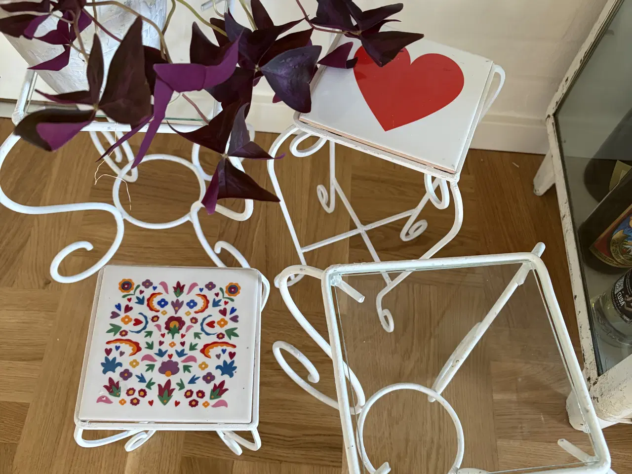 Billede 4 - Blomsterbord metal hvide