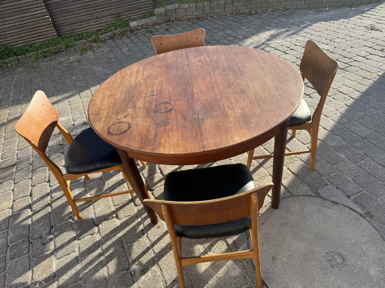 Billede 1 - Retro Teak Spisebord m. Butterfly-udtræk + 4 Match