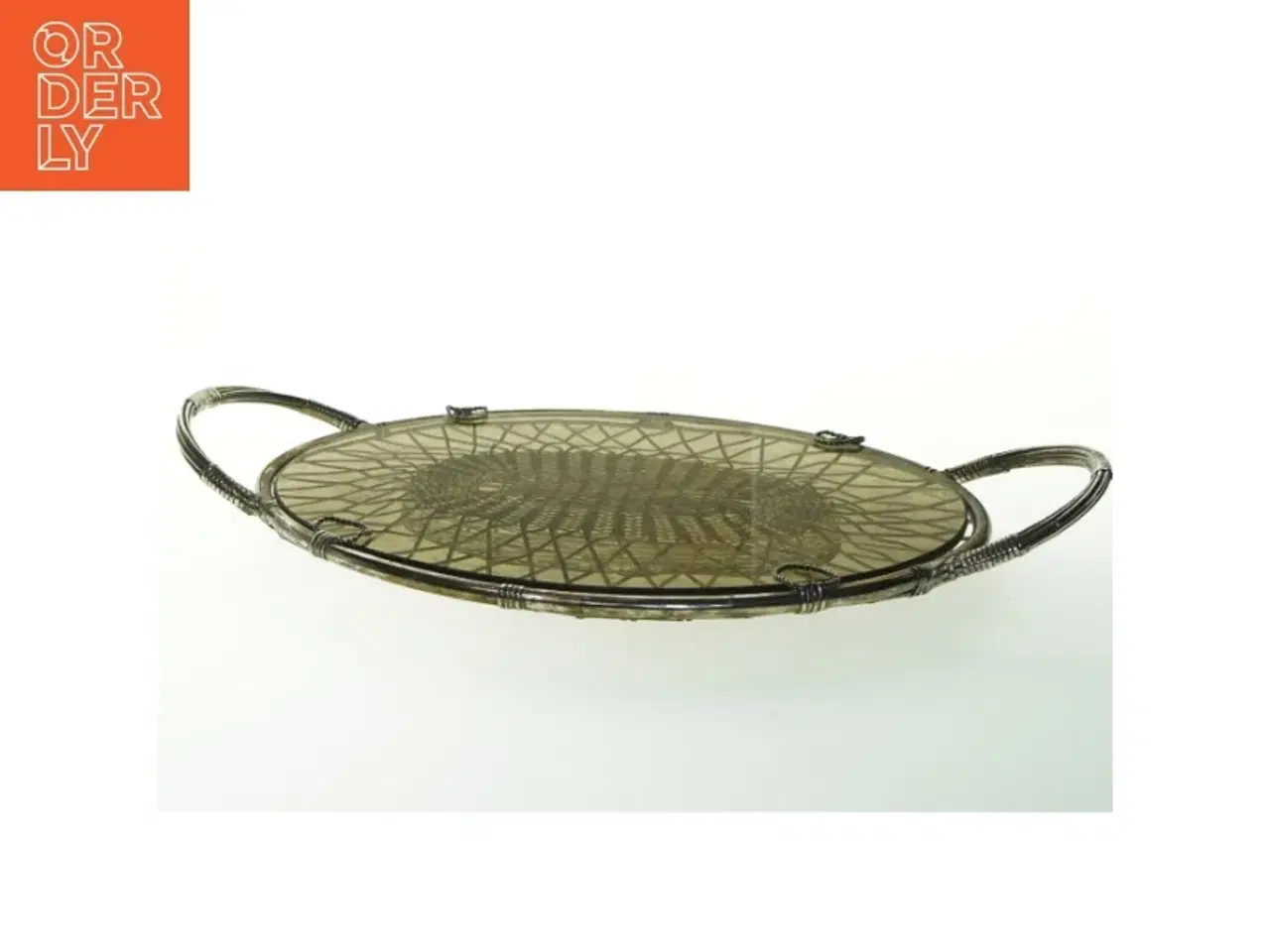 Billede 1 - Dekorativ Fil de Fer bakke med håndtag (str. 42x26 cm)