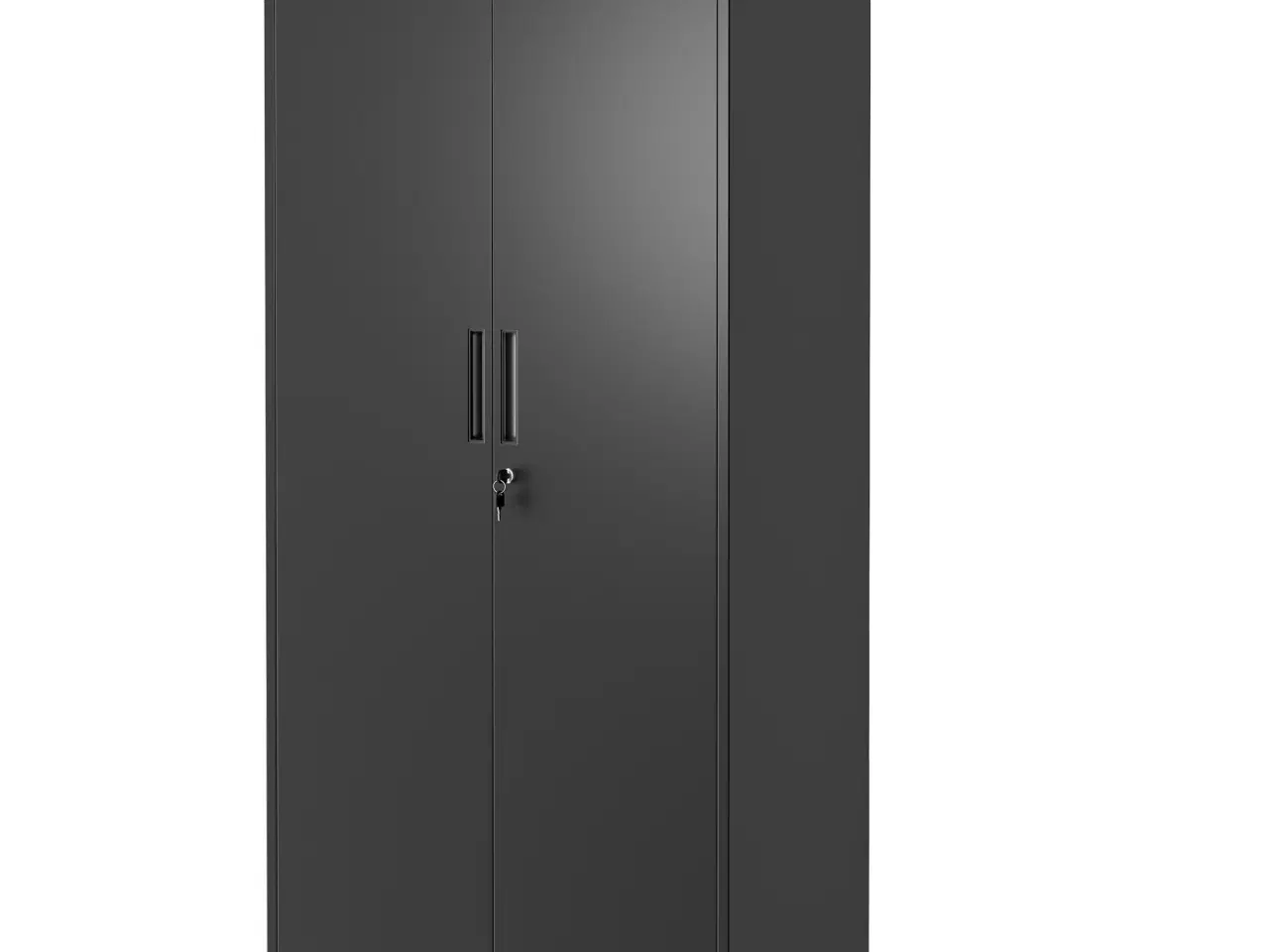 Billede 1 - Stål opbevaringsskab med lås – 4 justerbare hylder, dobbeltlåger, sort (80 × 180 × 40 cm)