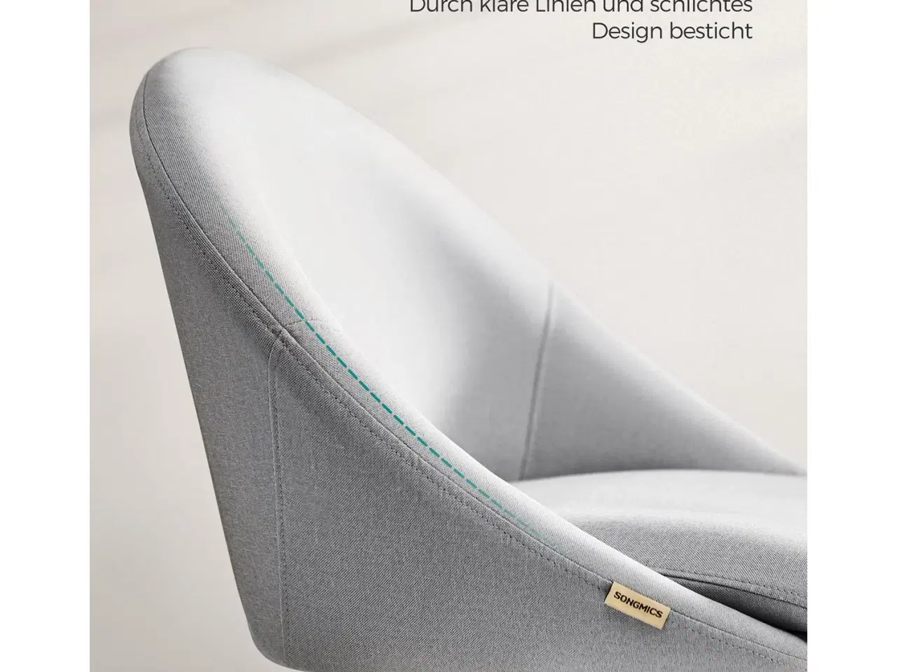Billede 3 - Kontorstol SONGMICS – drejestol uden armlæn, højdejusterbar, grå