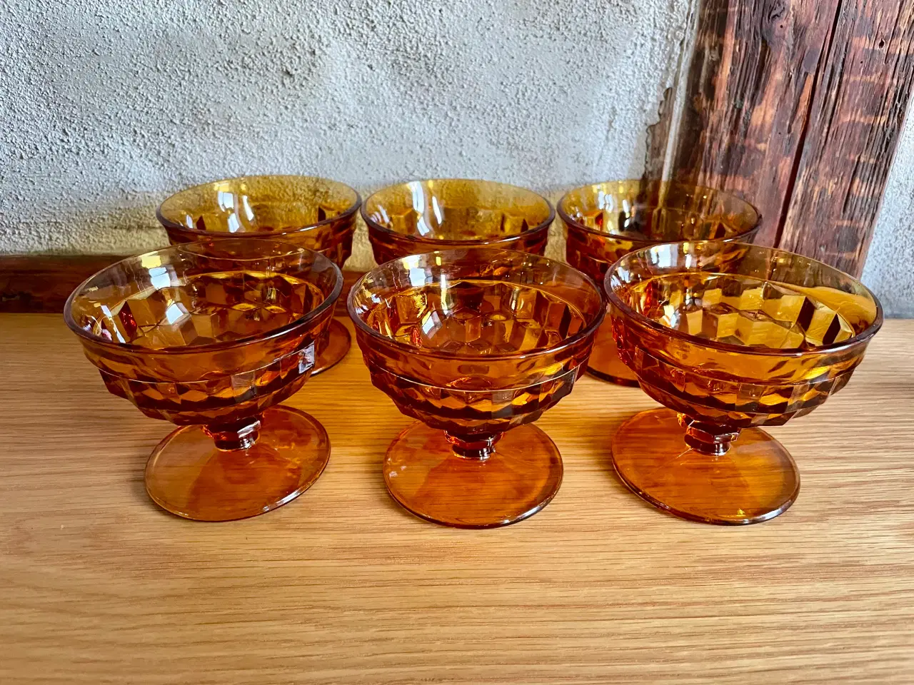 Billede 1 - Dessert glas 6stk. rav farvet