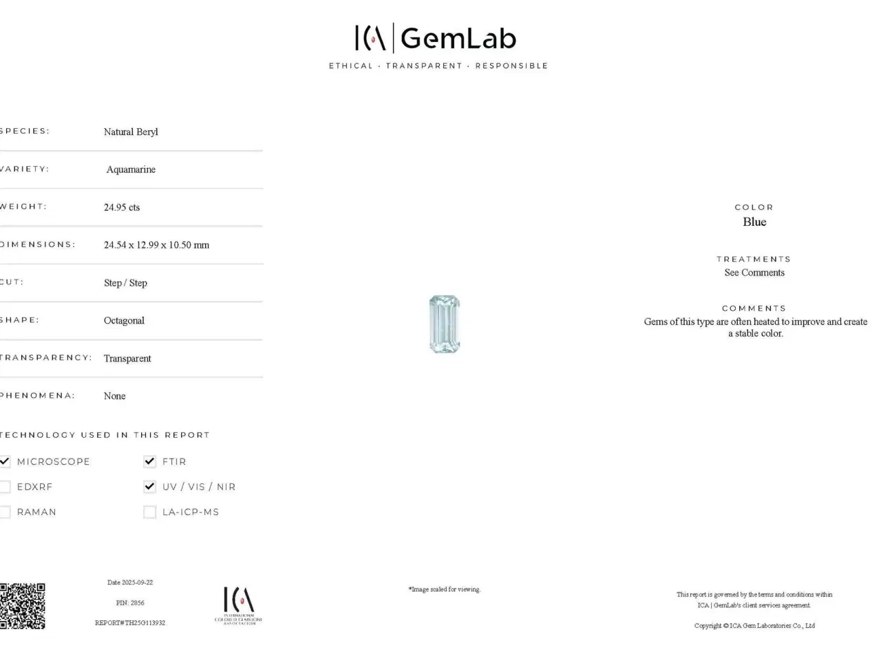Billede 6 - Akvamarin - 24.95 ct - International Colored Gemst