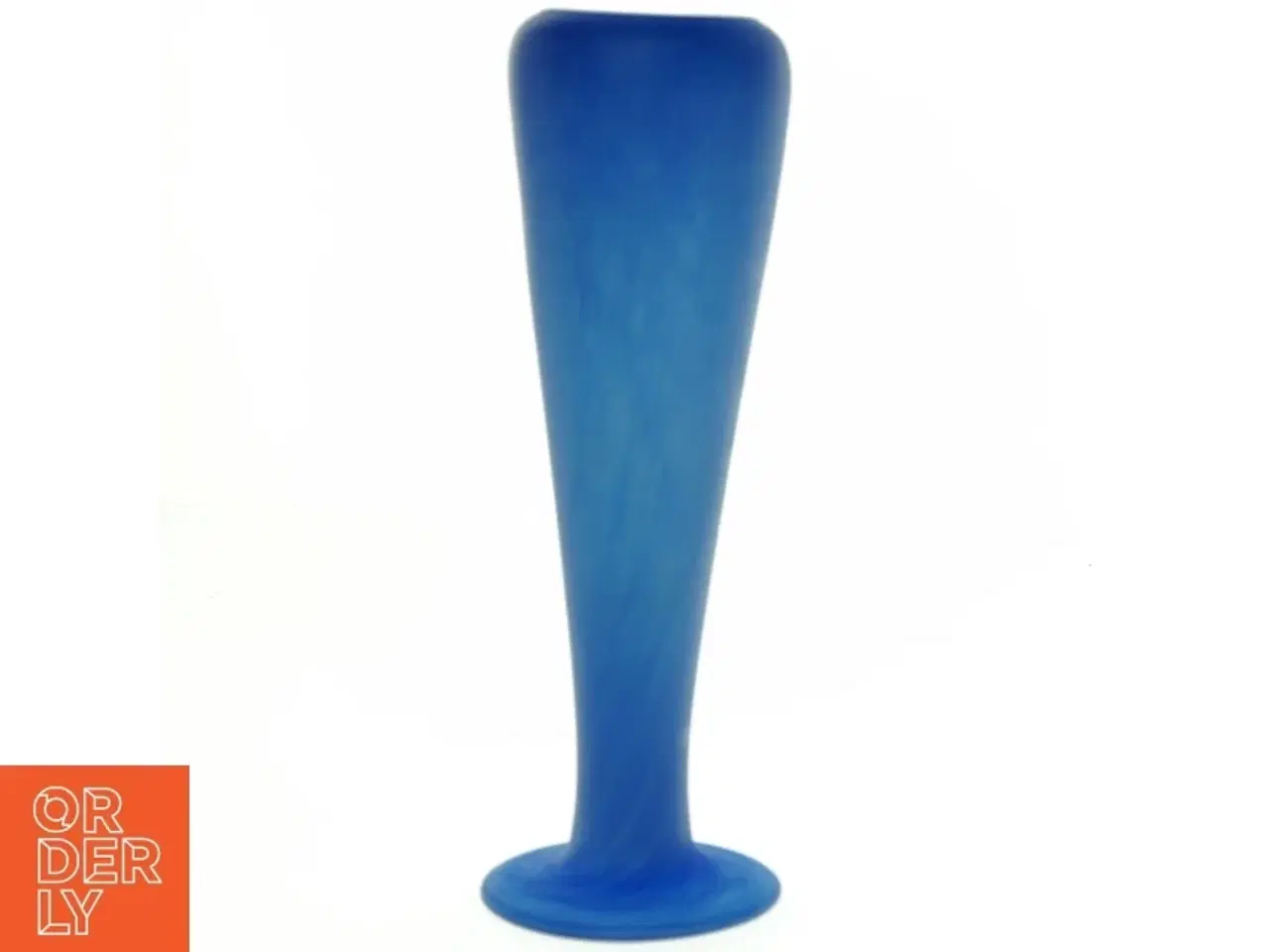 Billede 2 - Mundblæst Blå Glas Vase med flot farvespil(str. 24 x 8 cm)
