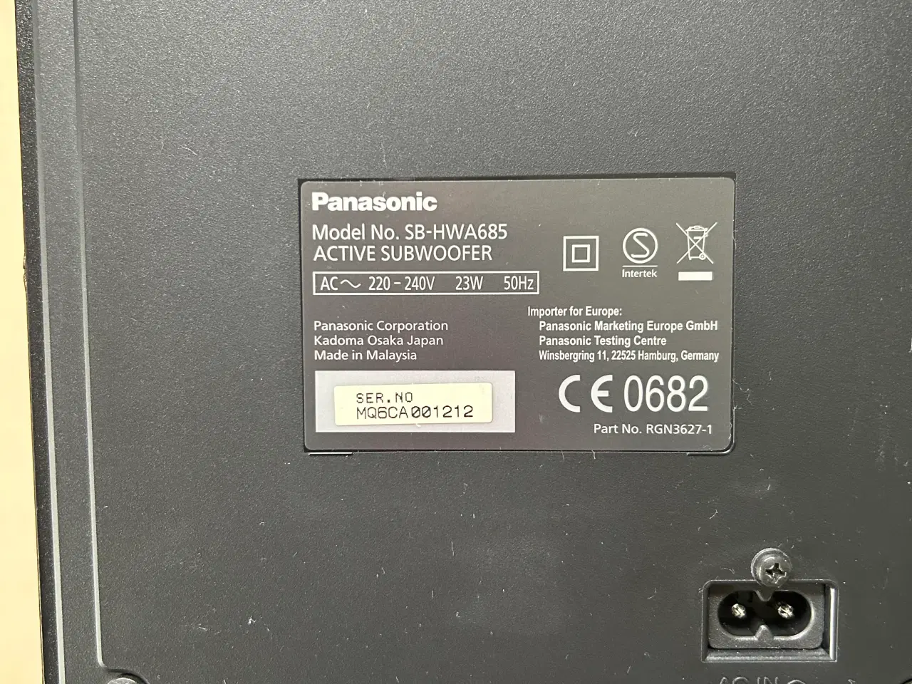 Billede 2 - Active Subwoofer Panasonic