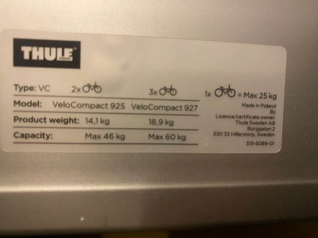 Billede 2 - Thule cykelholder VeloCompact