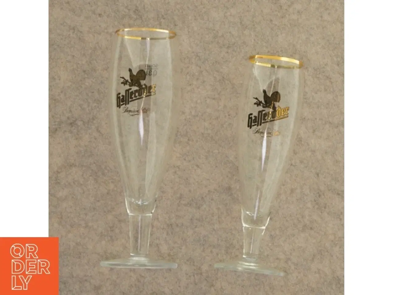 Billede 1 - Ølglas fra Hafferder (str. 22 x 7 cm og 20 x 7 cm)