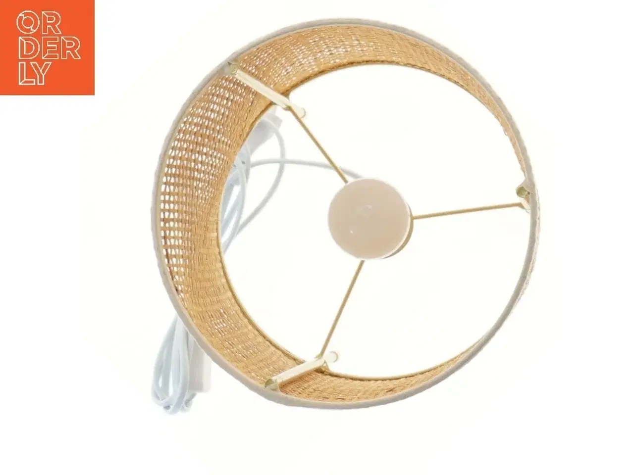 Billede 2 - Cylindrisk bordlampe med fletskærm (str. 31x19 cm)