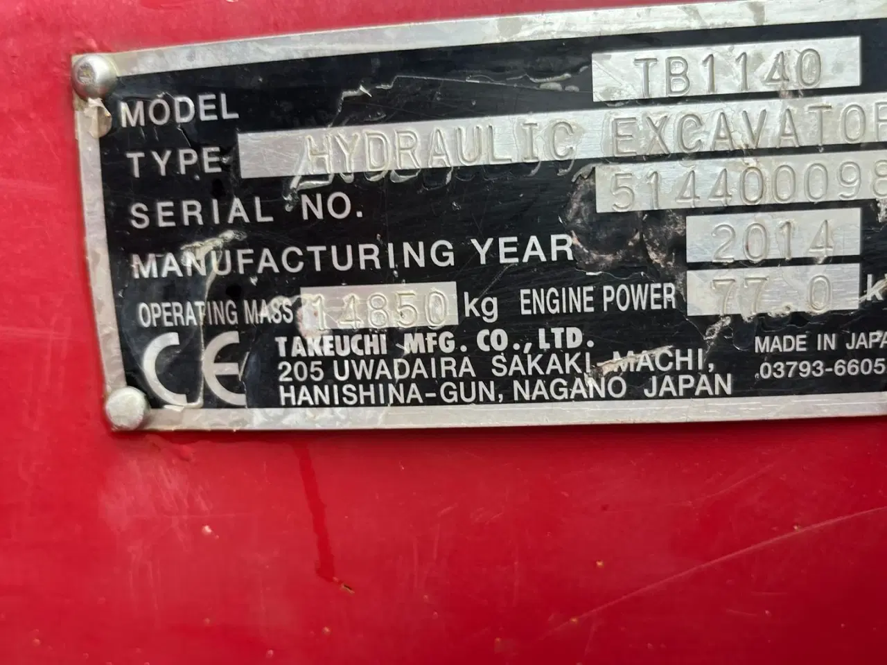Billede 8 - Takeuchi TB1140 Hydraulisk s60 skifte