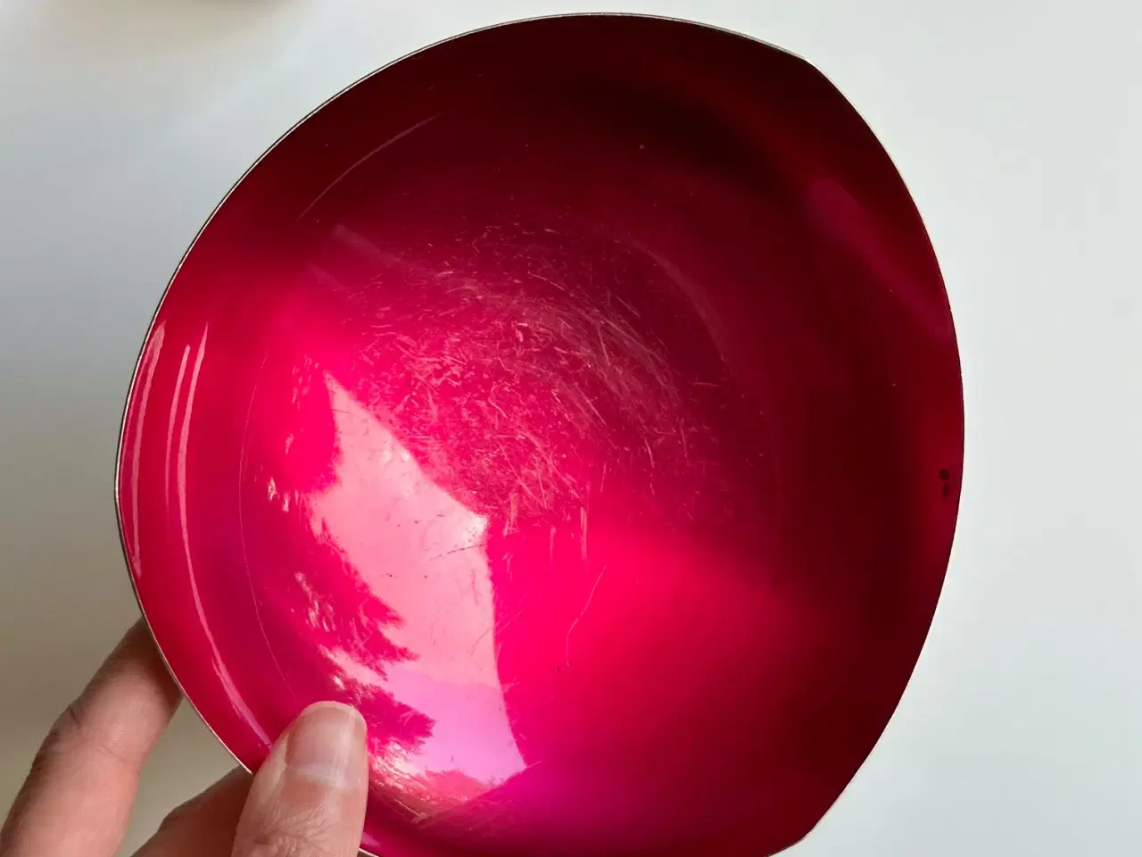 Billede 3 - Sølvbelagt skål m rød emalje