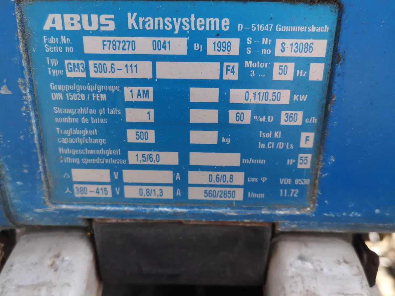 Billede 2 -  El-talje ABUS GM3 500 kg.