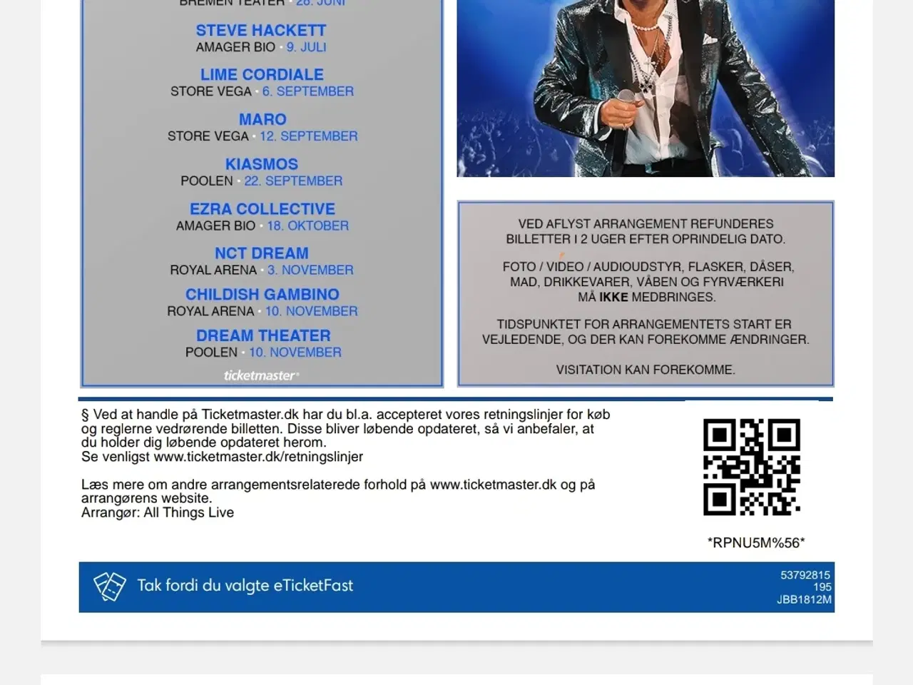 Billede 1 - Koncert billetter, Rod Stewart 