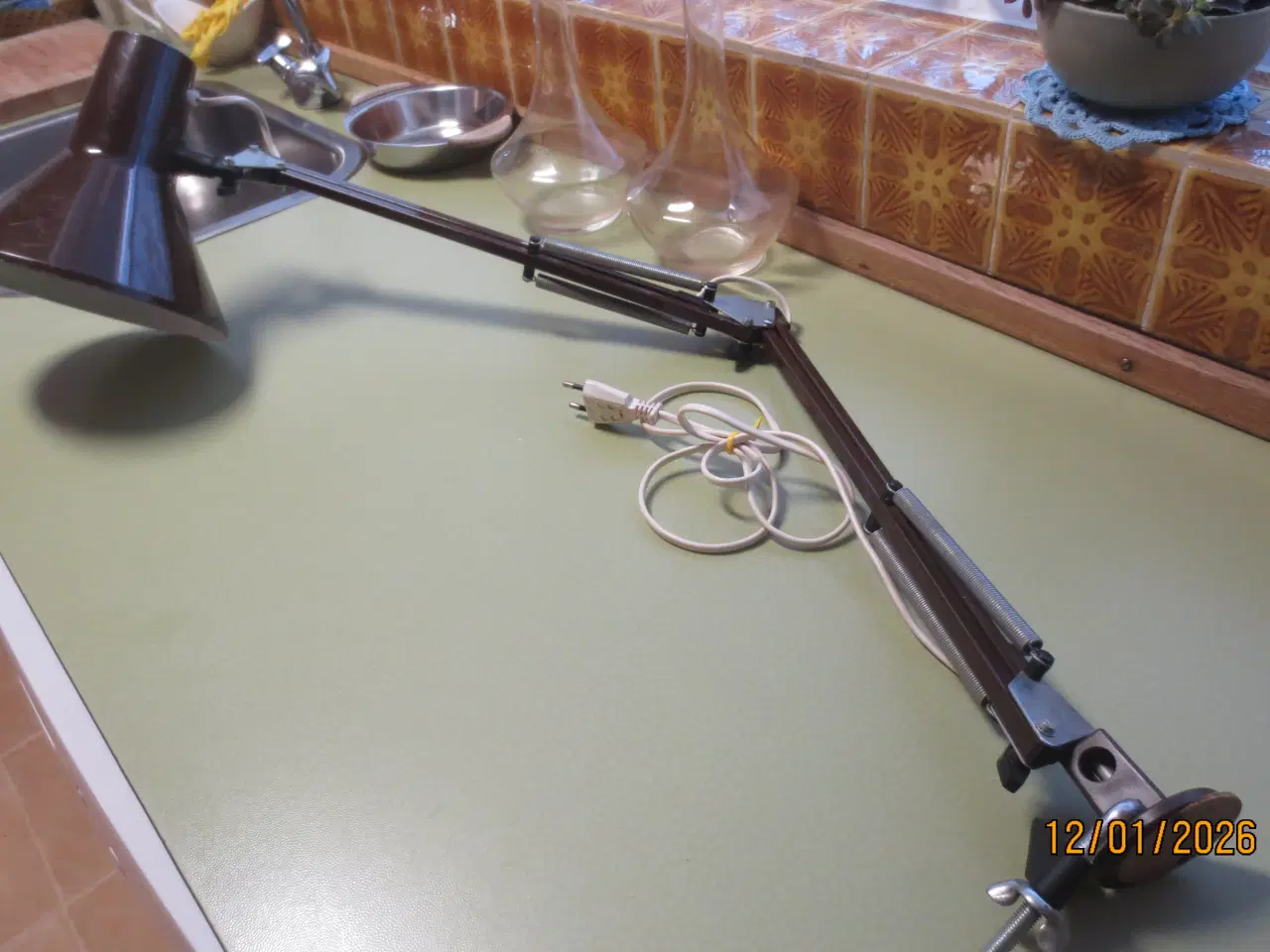 Billede 1 - 1 stk Retro Arkitekt lampe cpl med beslag Brun