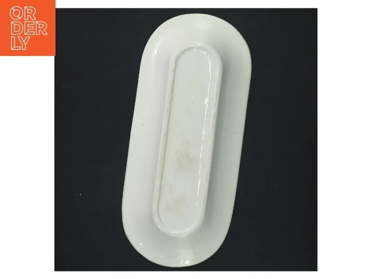 Billede 3 - Aflangt porcelænsfad med blå dekor (str. 22x10x2 cm)