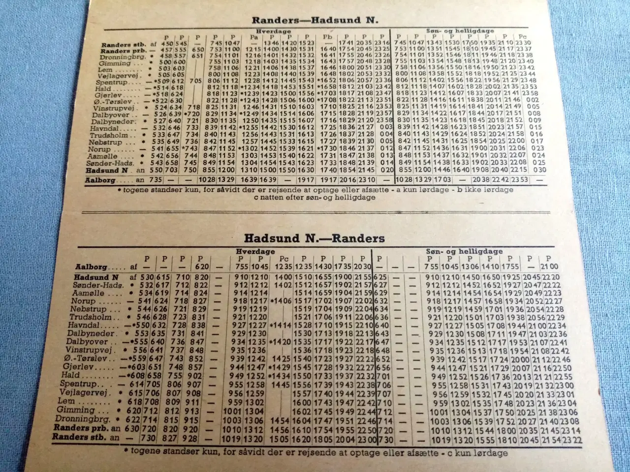 Billede 2 - Køreplan for Randers-Hadsund banen