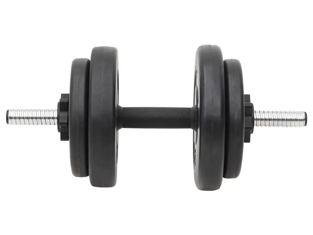 Billede 9 - Vægtstang og håndvægt med skiver 120 kg