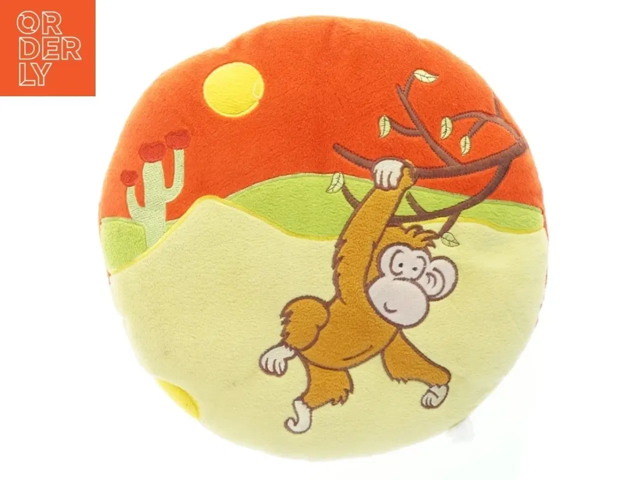 Billede 1 - Rund pude med abemotiv (str. Ø 30 cm)