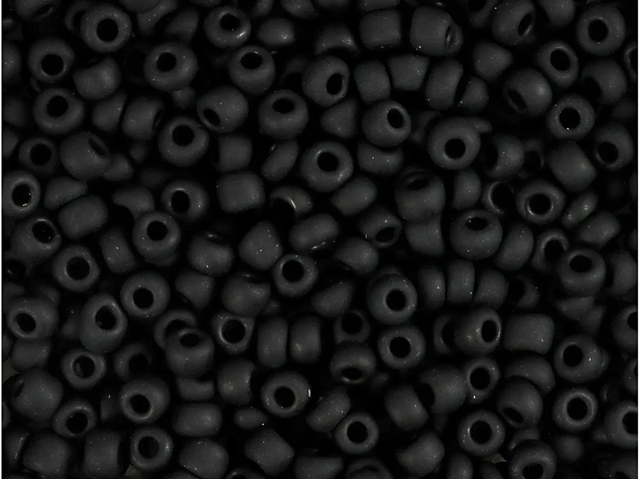 Billede 1 - Rocaiperler, diam. 3 mm, str. 8/0, hulstr. 0,6-1,0 mm, frost sort, 25g/ 1 pk.