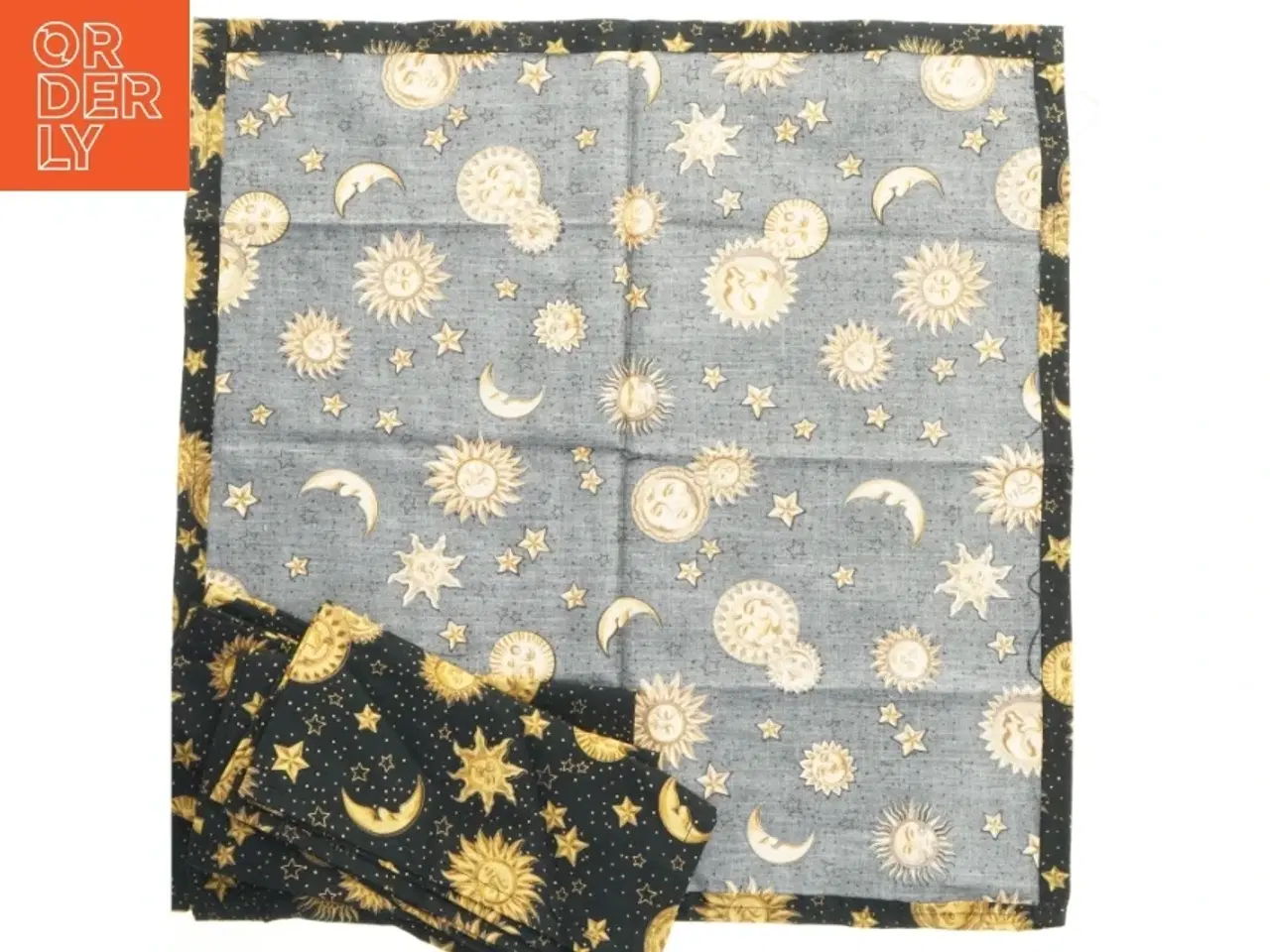 Billede 2 - Stofservietter med sol- og månemønster (str. 5 stk 48x48 cm)