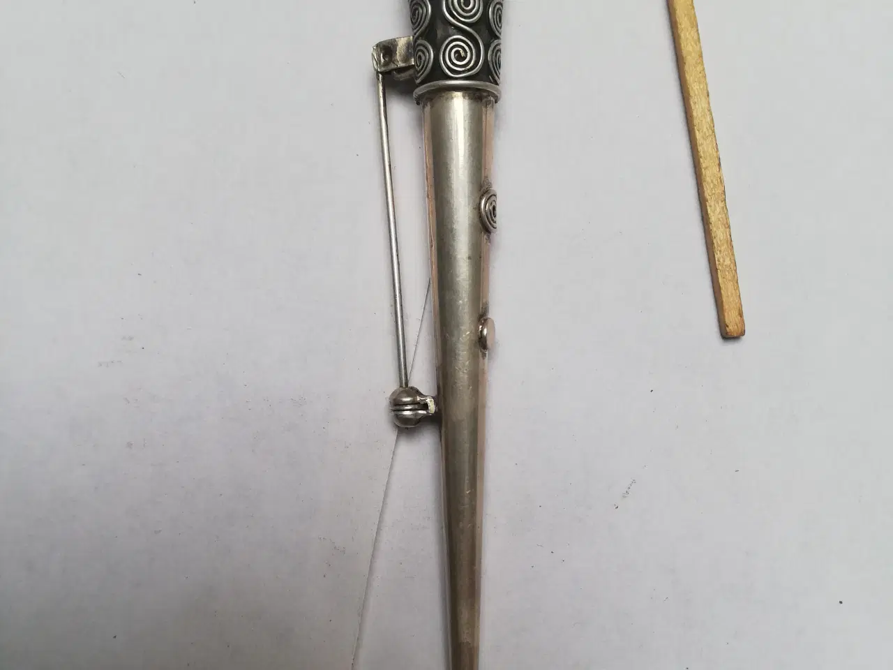Billede 2 - Antik sølv broche 9,5 cm lang 