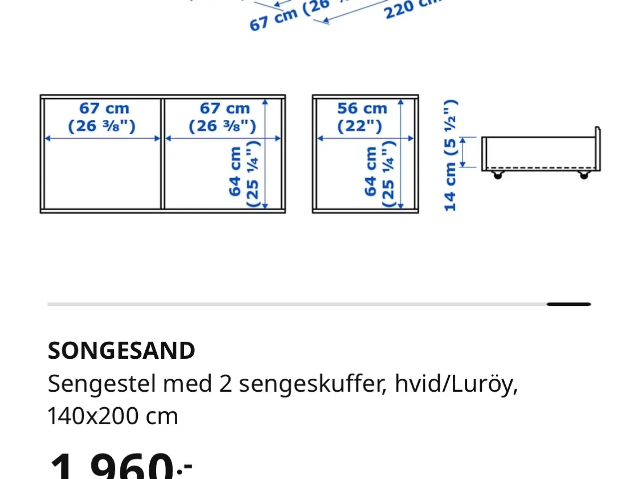 Billede 12 - Songesand Sengestel 140x200