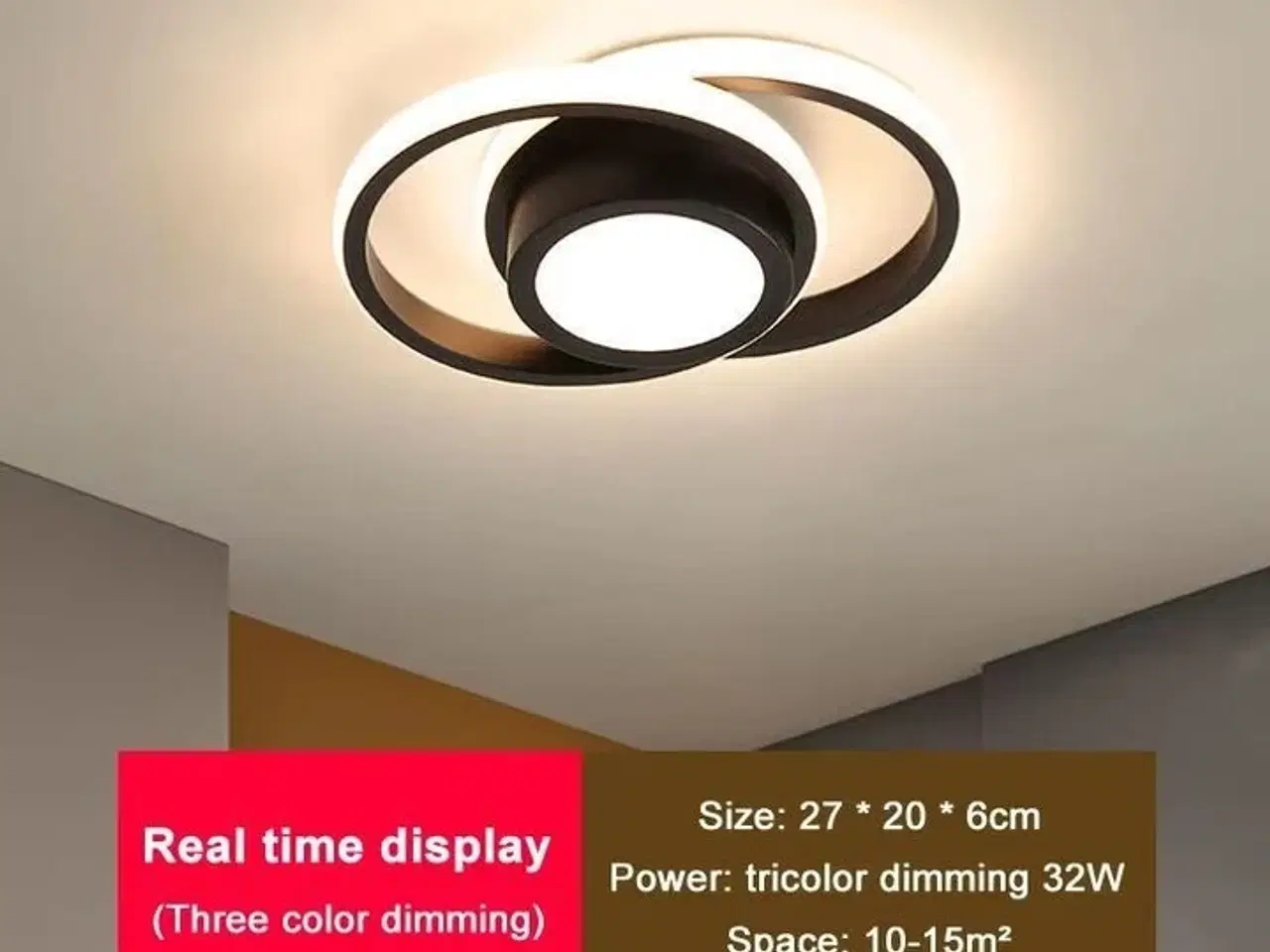 Billede 1 - 2 stk. Loftlampe LED Circle design Sort 32W