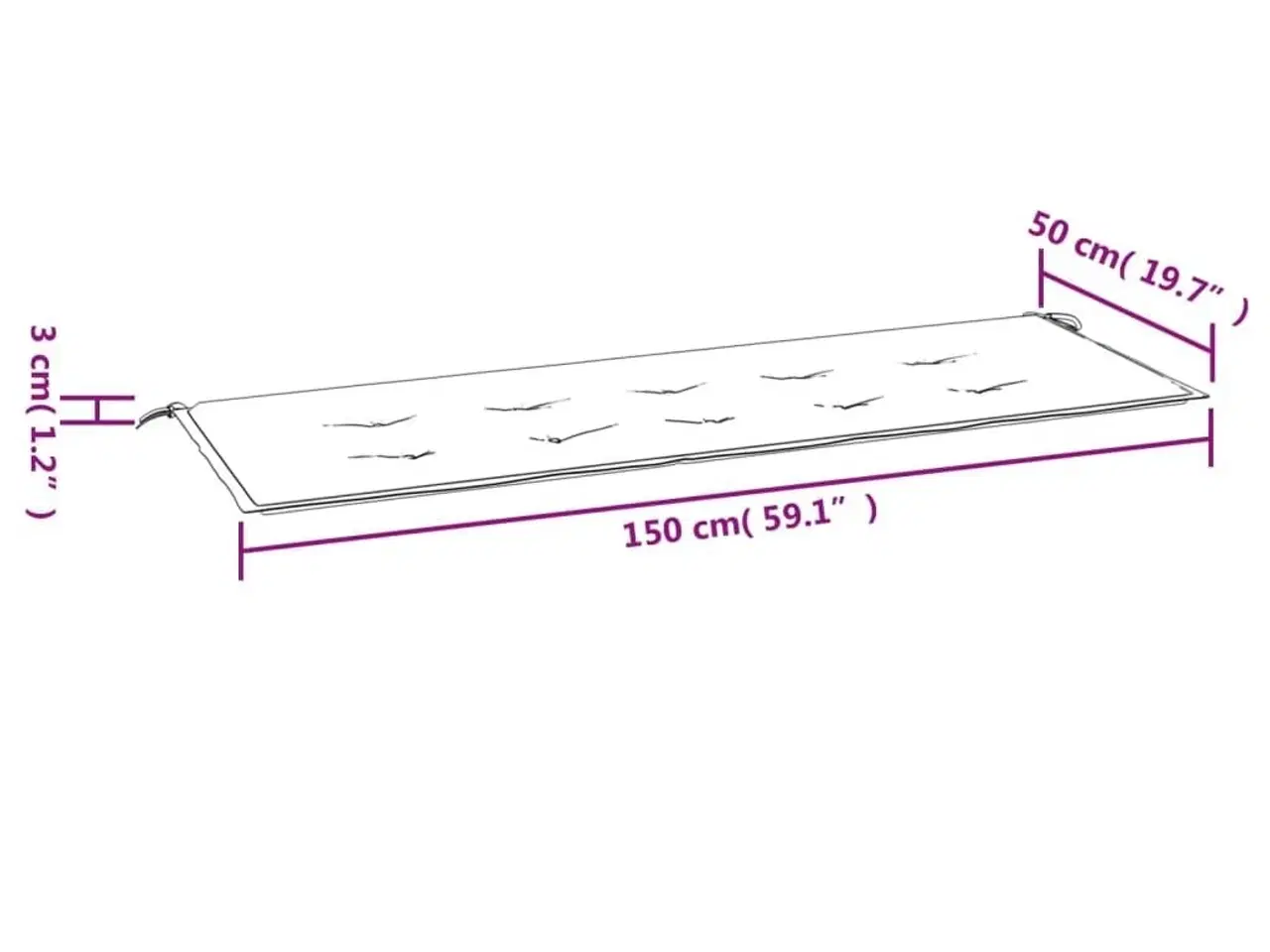 Billede 7 - Hynde til havebænk 150x50x3 cm oxfordstof antracitgrå