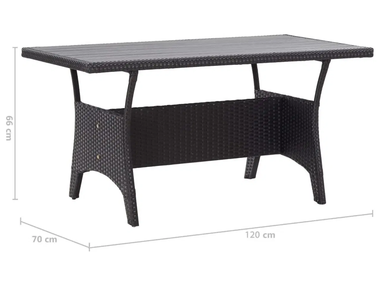 Billede 6 - Havebord 120x70x66 cm polyrattan sort