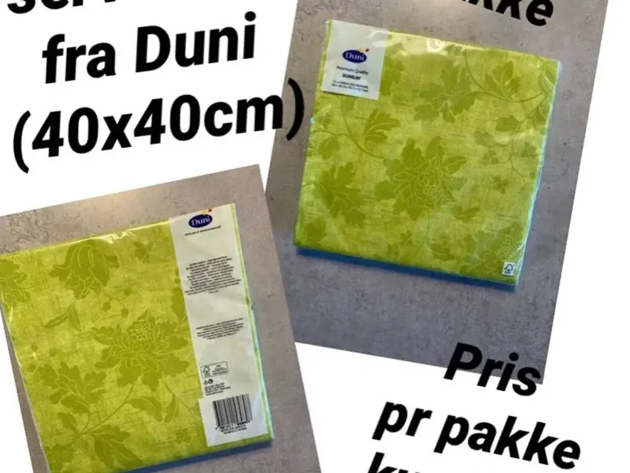 Billede 1 - 1 pakke servietter fra Duni 40x40cm