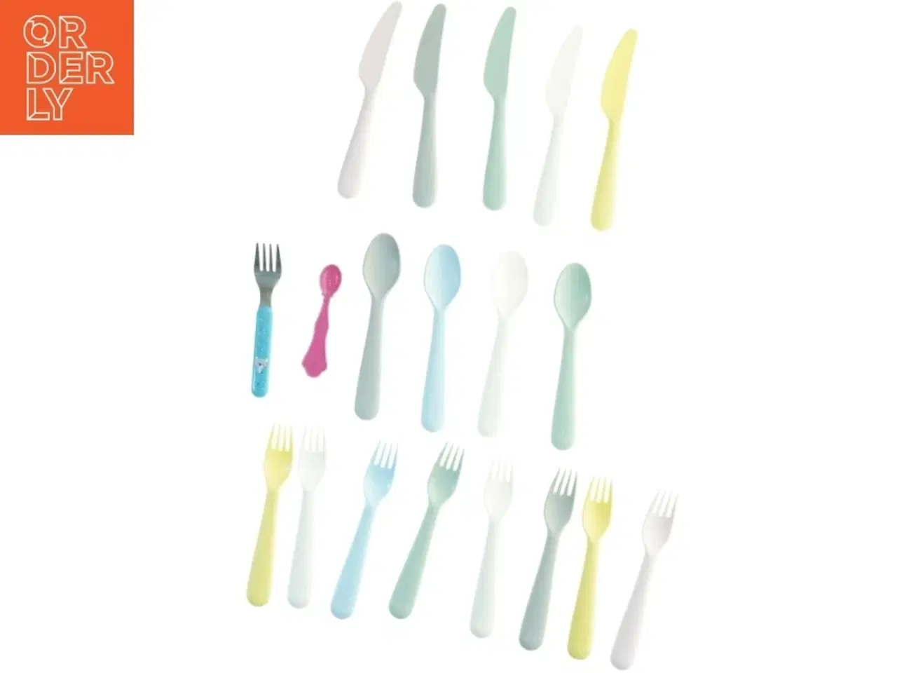 Billede 3 - Pastelfarvede plastbestik (str. 16 x 3 cm)