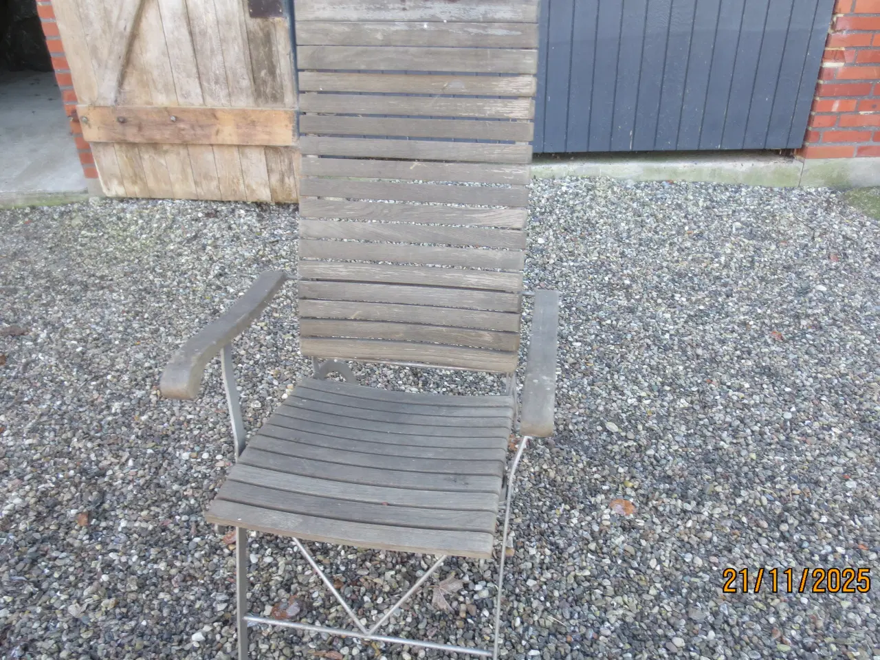 Billede 2 - 1 stk Retro Havestol med teaktræ Lister 1986