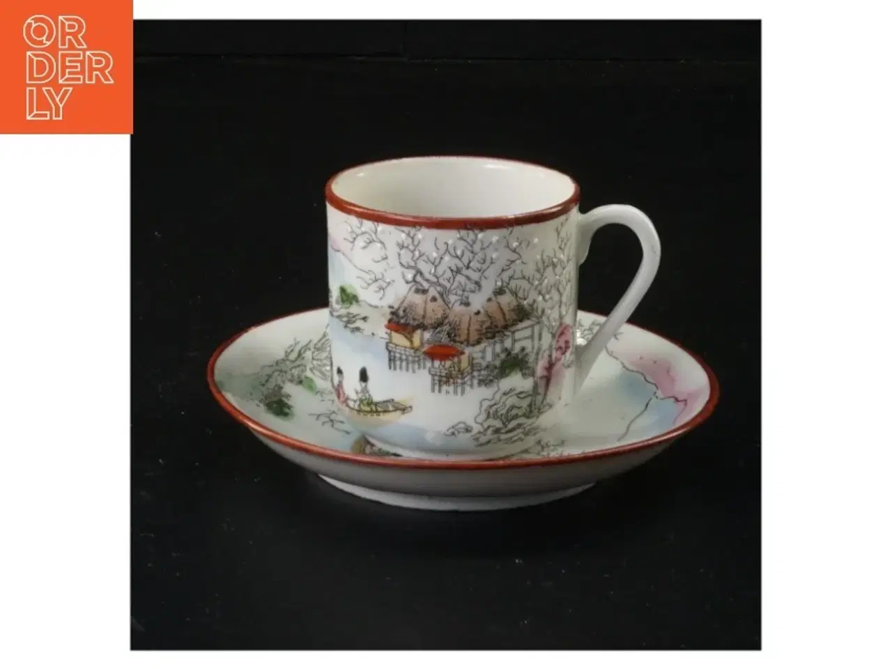 Billede 1 - Kinesisk thekop med underkop (str. 11 x 6 cm)