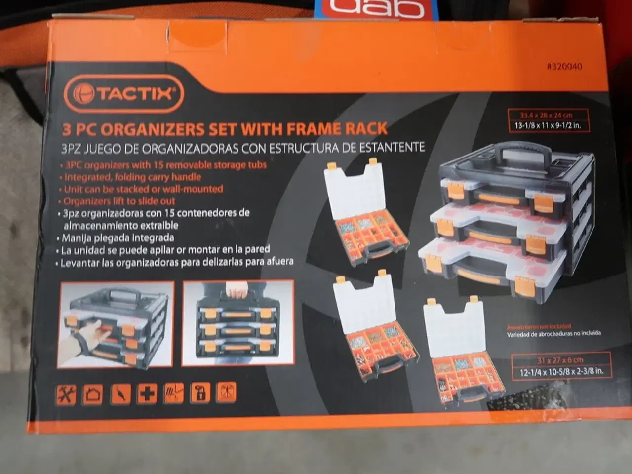 Billede 2 - 3 Piece Oranizer Set with Frame Rack