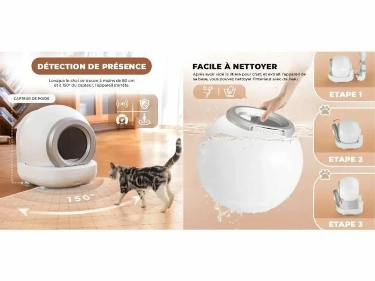 Billede 4 - Kattebakke med automatisk rengøring - Hvid/Grå, 65 l