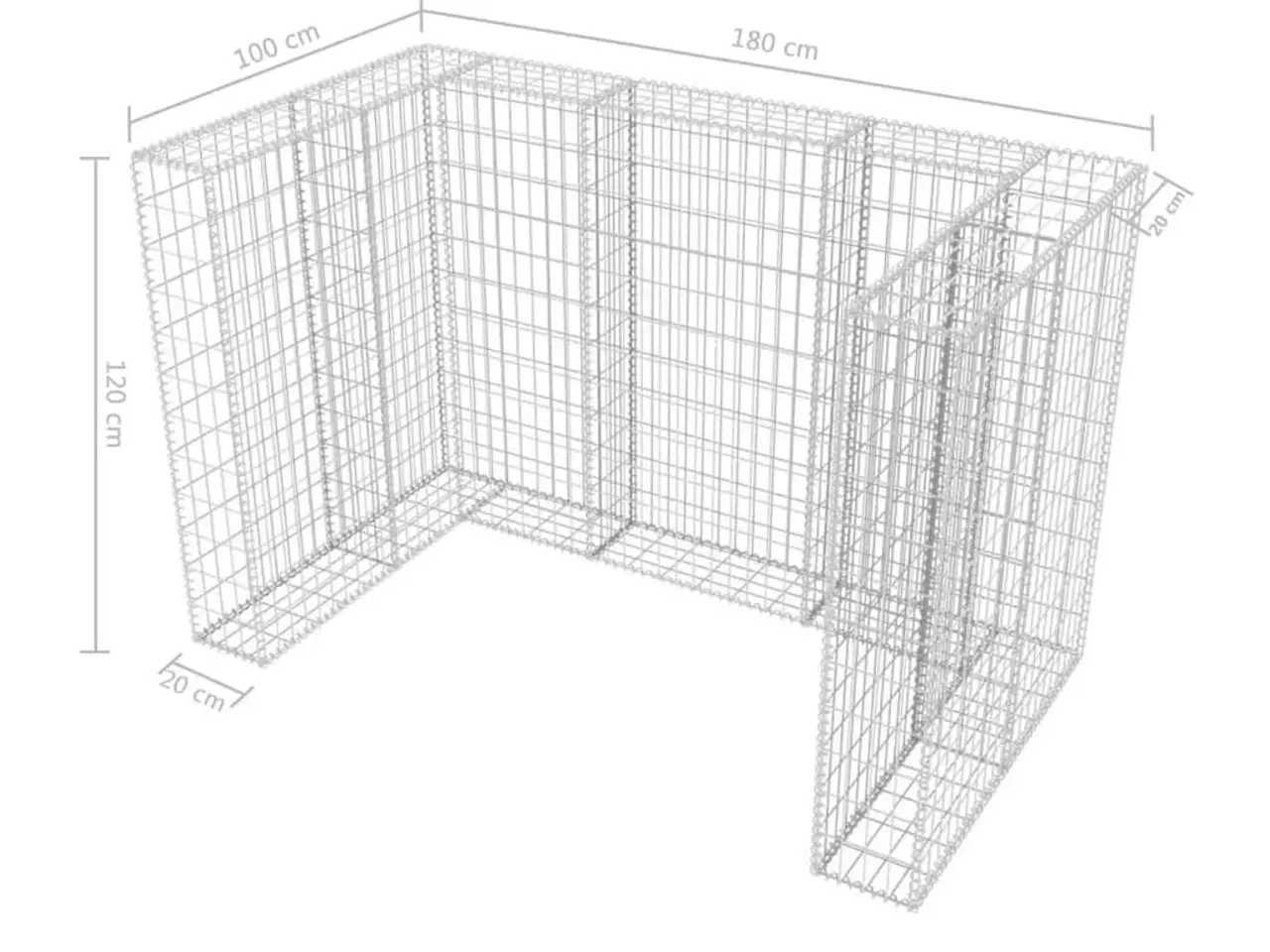 Billede 8 - Gabion-afskærmning til 2 affaldsbeholdere 180x100x120 cm stål