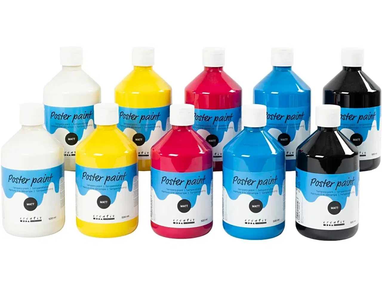 Billede 1 - Temperamaling Mat - Primærfarver 10x500ml