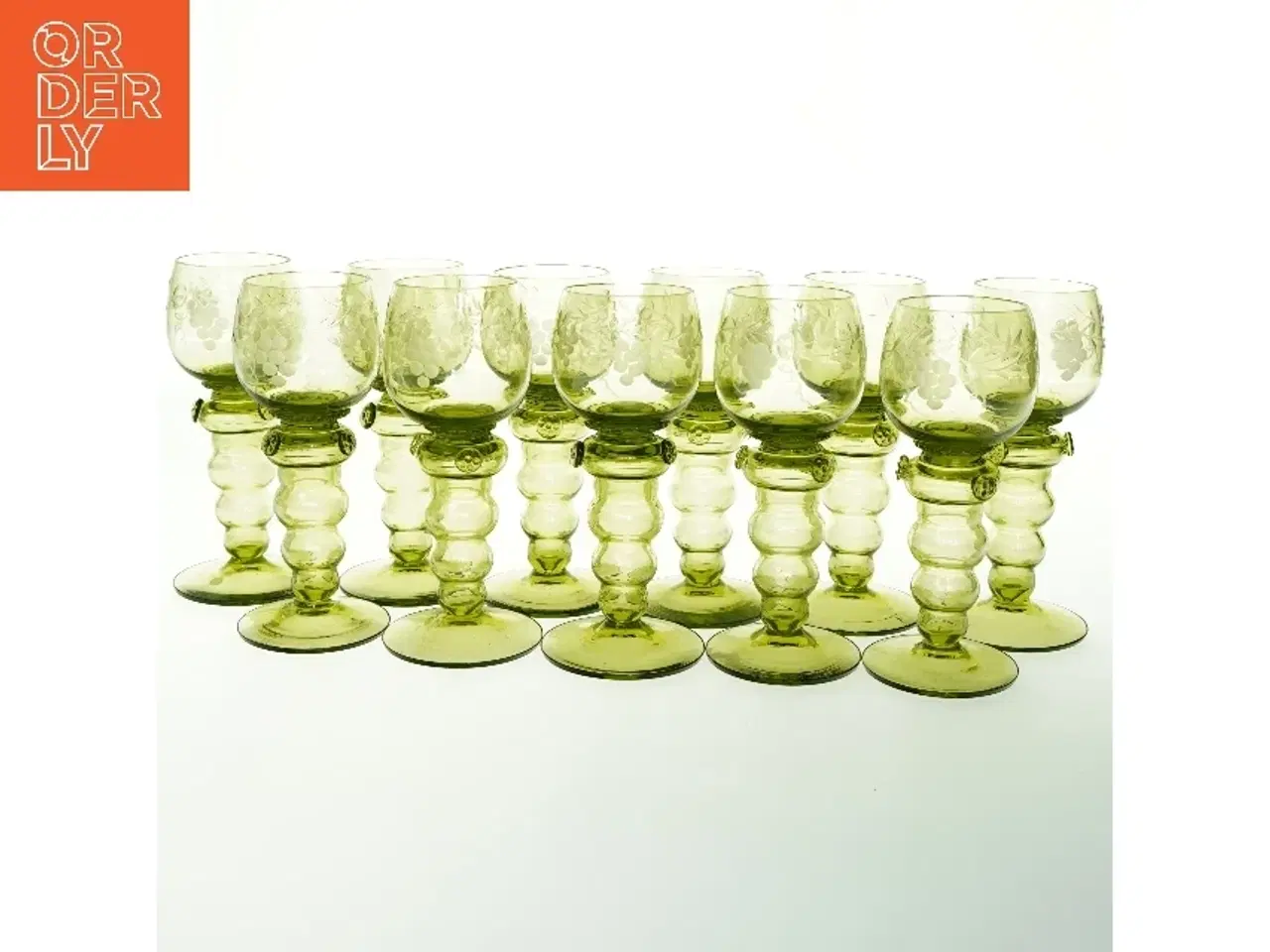 Billede 1 - Grønne glas med mønster (str. 18x8 cm)
