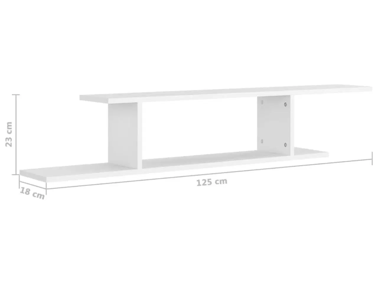 Billede 7 - Væghængt tv-hylde 125x18x23 cm konstrueret træ hvid