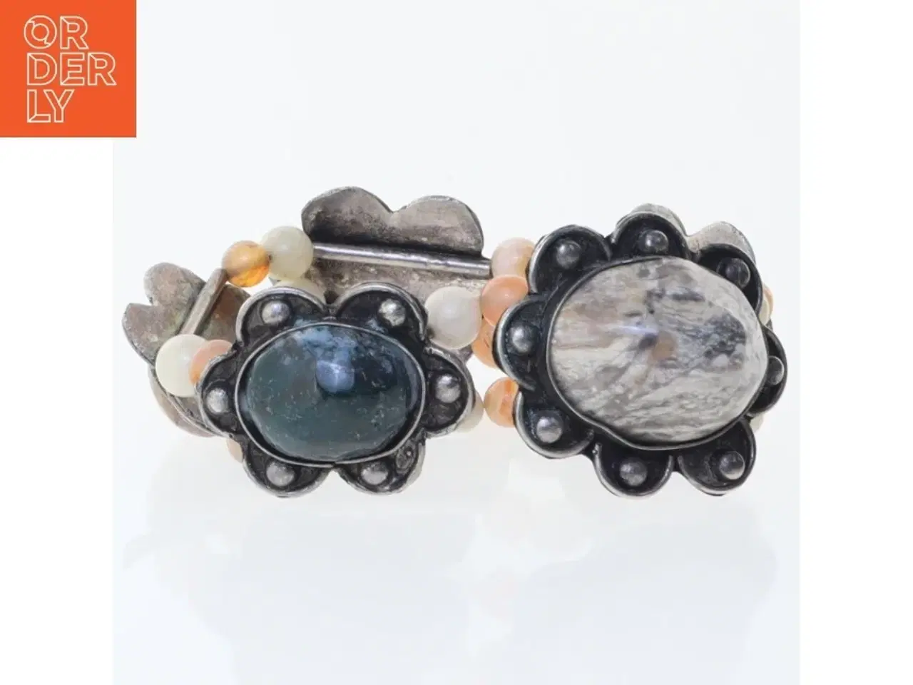 Billede 3 - Perlearmbånd med sten (str. Ø 7 cm)