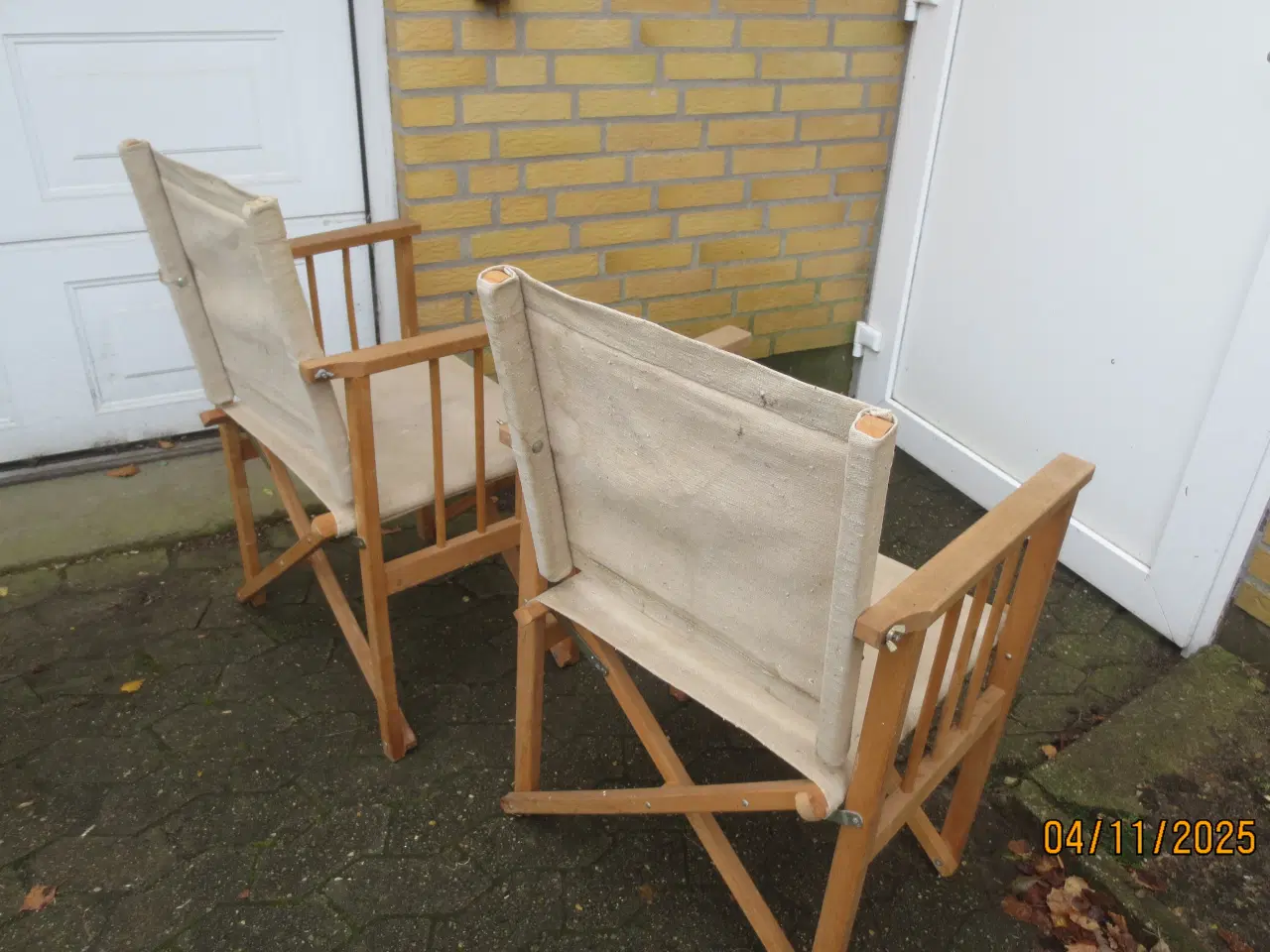 Billede 3 - 2 stk Klap havestole med grå stof