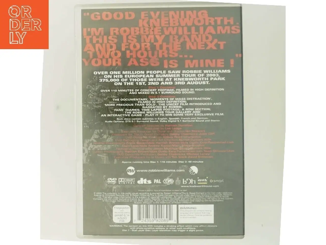 Billede 3 - robbie williams live med Robbie Williams (DVD)