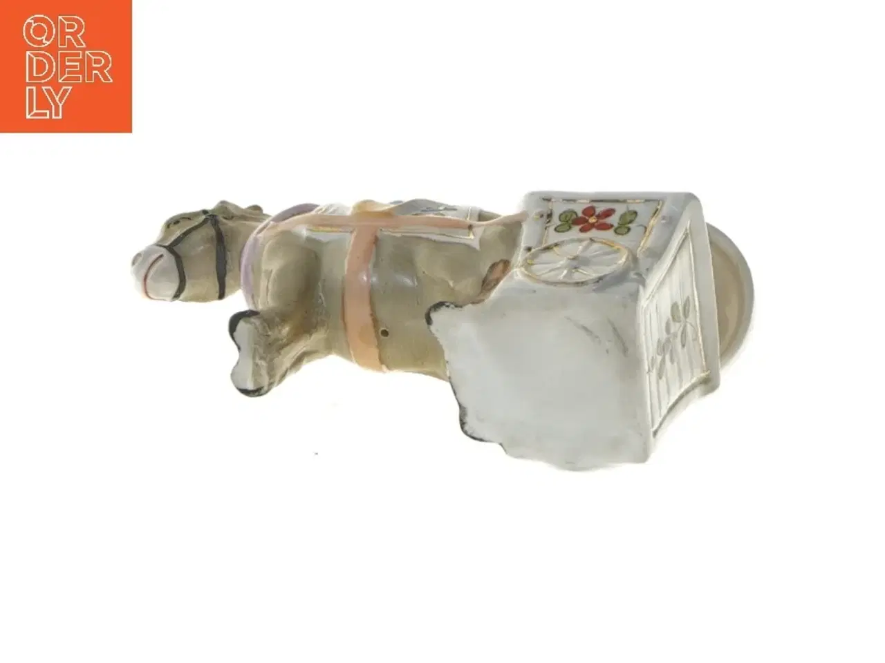 Billede 6 - Dekorativ æsel med vogn keramikfigur (str. 6,5x11,5x4 cm)