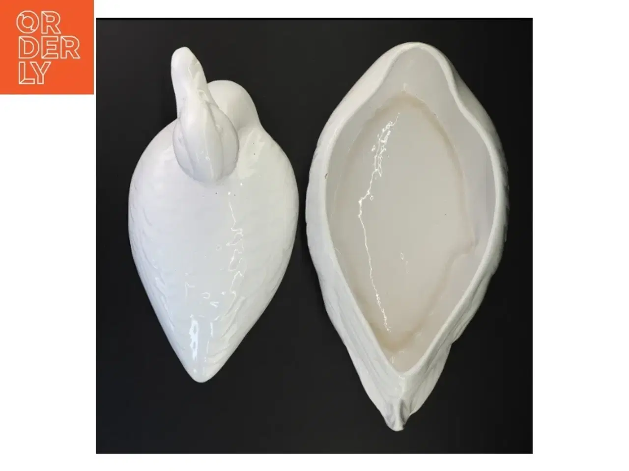 Billede 3 - Stor Porcelæns skål med låg formet som and (str. 41 x 18 x 25 cm)