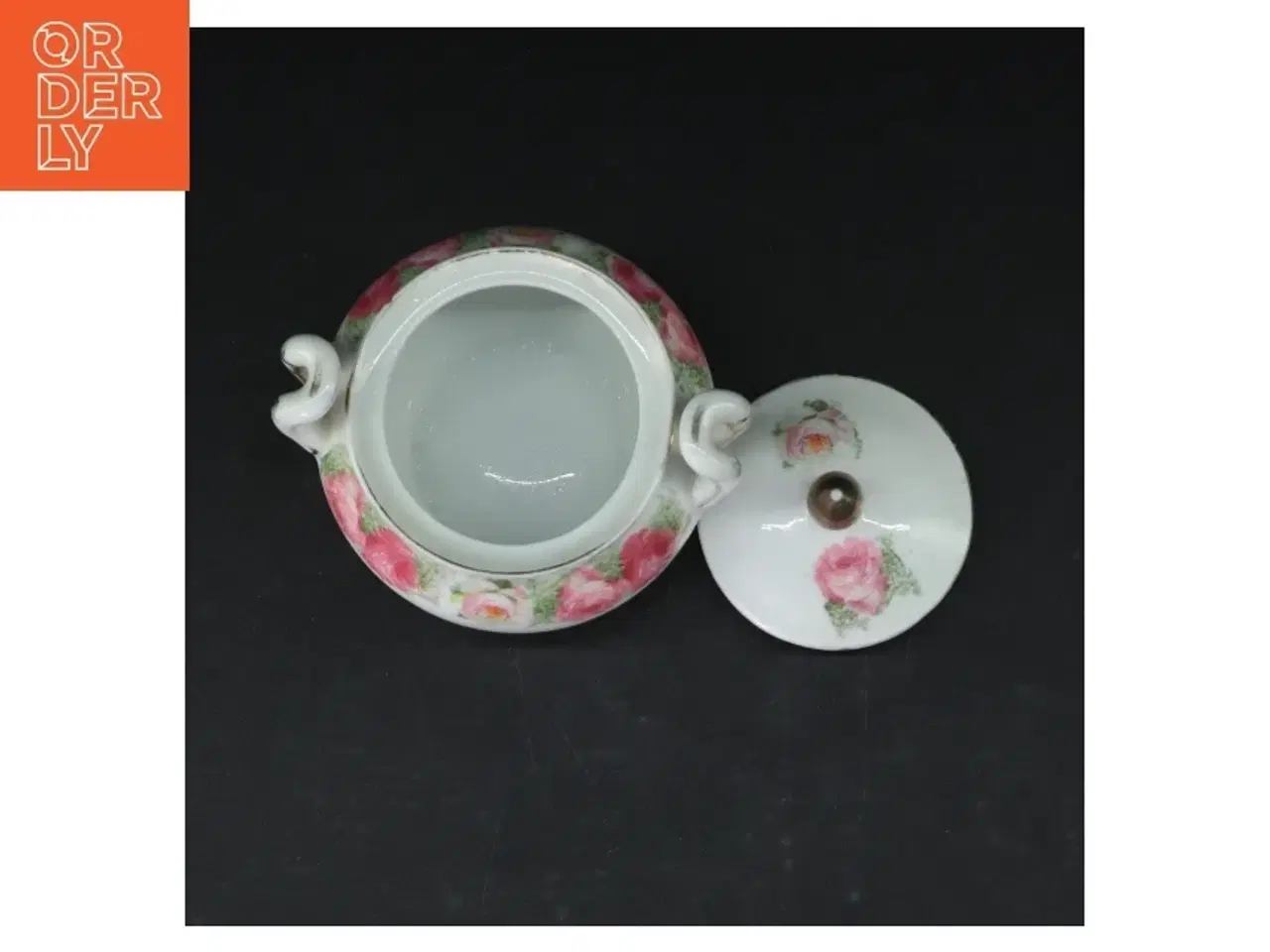 Billede 5 - Retro Porcelænssukkerskål med roser (str. 11,5 cm)