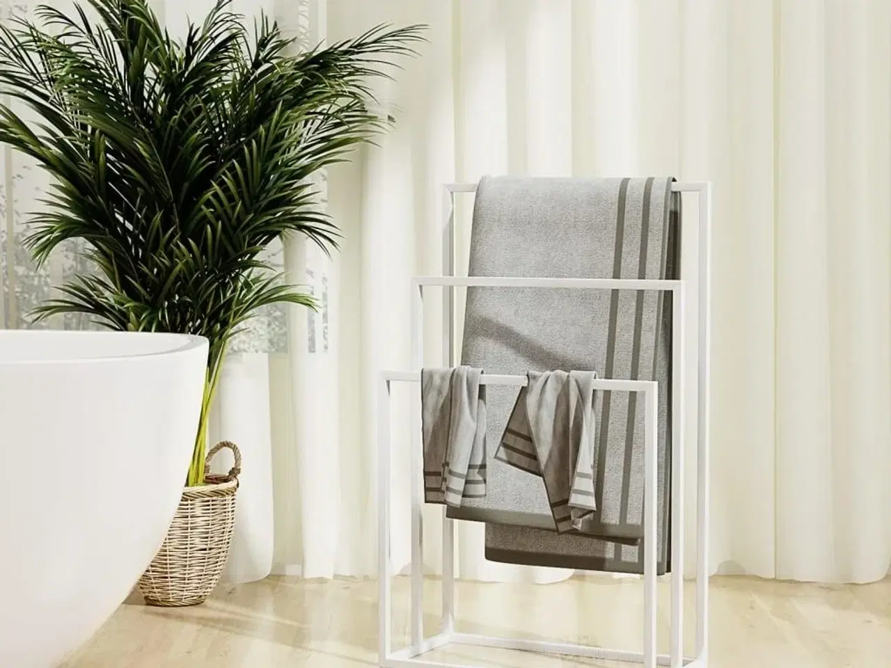 Billede 1 - Fritstående håndklædeholder 48x24x79 cm jern hvid