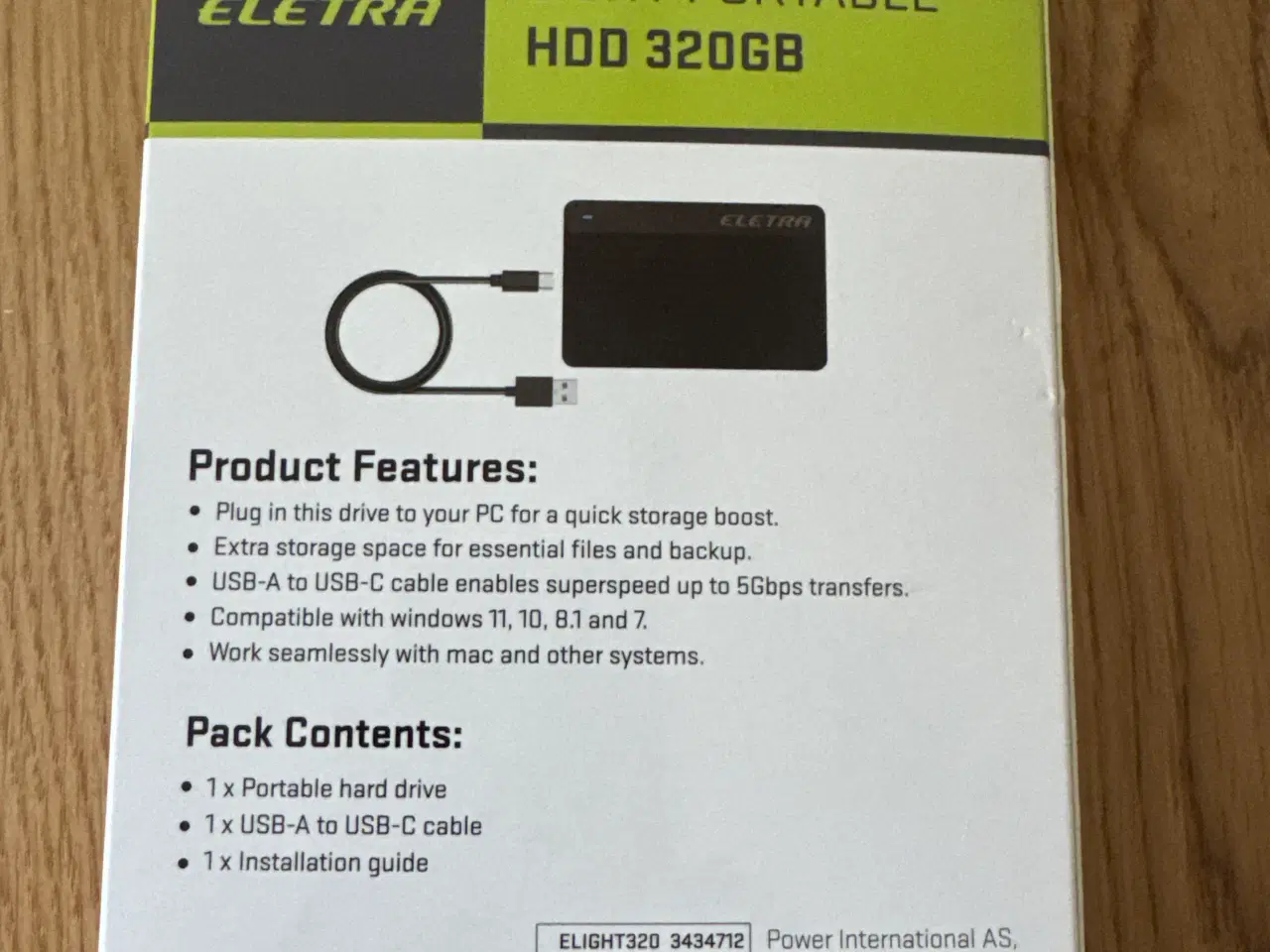 Billede 1 - Eletra Ligth Portabke HDD 320 GB