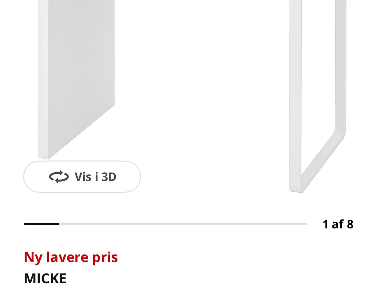 Billede 2 - IKEA MICKE skrivebord - Hvid