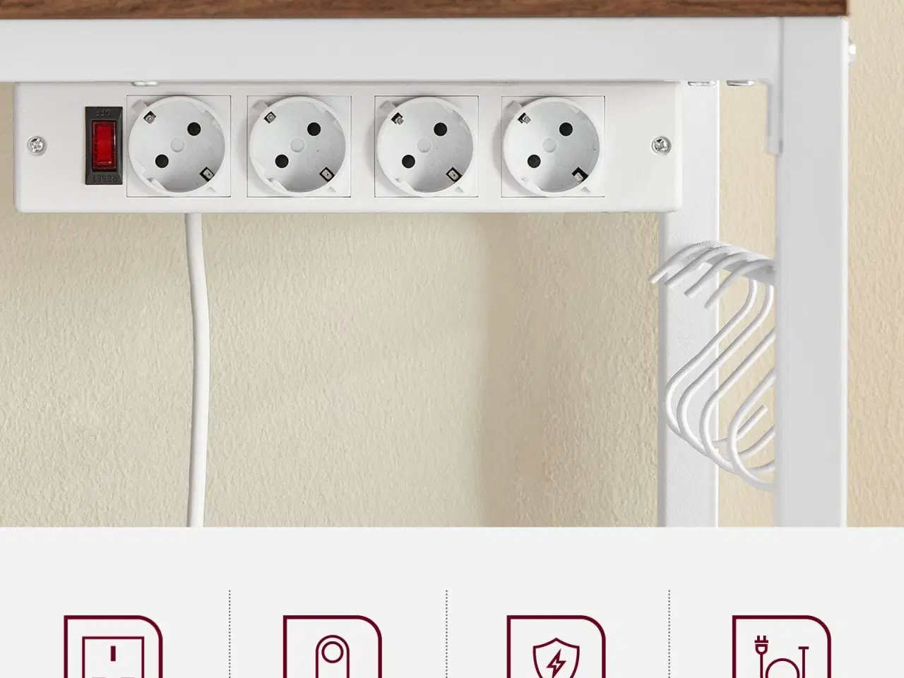 Billede 4 - Køkkenreol med stikdåse mikrobølgeovnshylde med gitter, 14 kroge, 40 × 80 × 170 cm, vintage brun/hvid